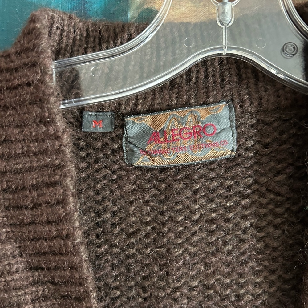 Vintage 60s 70s Grandpa Boho Brown and Cream Cardigan Medium - Picture 2 of 15